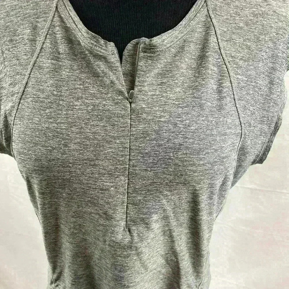 Athleta Sleeveless Bike Cycle Tank Top Large Grey Quarter Zip Gathered - Picture 2 of 7